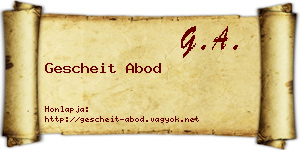 Gescheit Abod névjegykártya